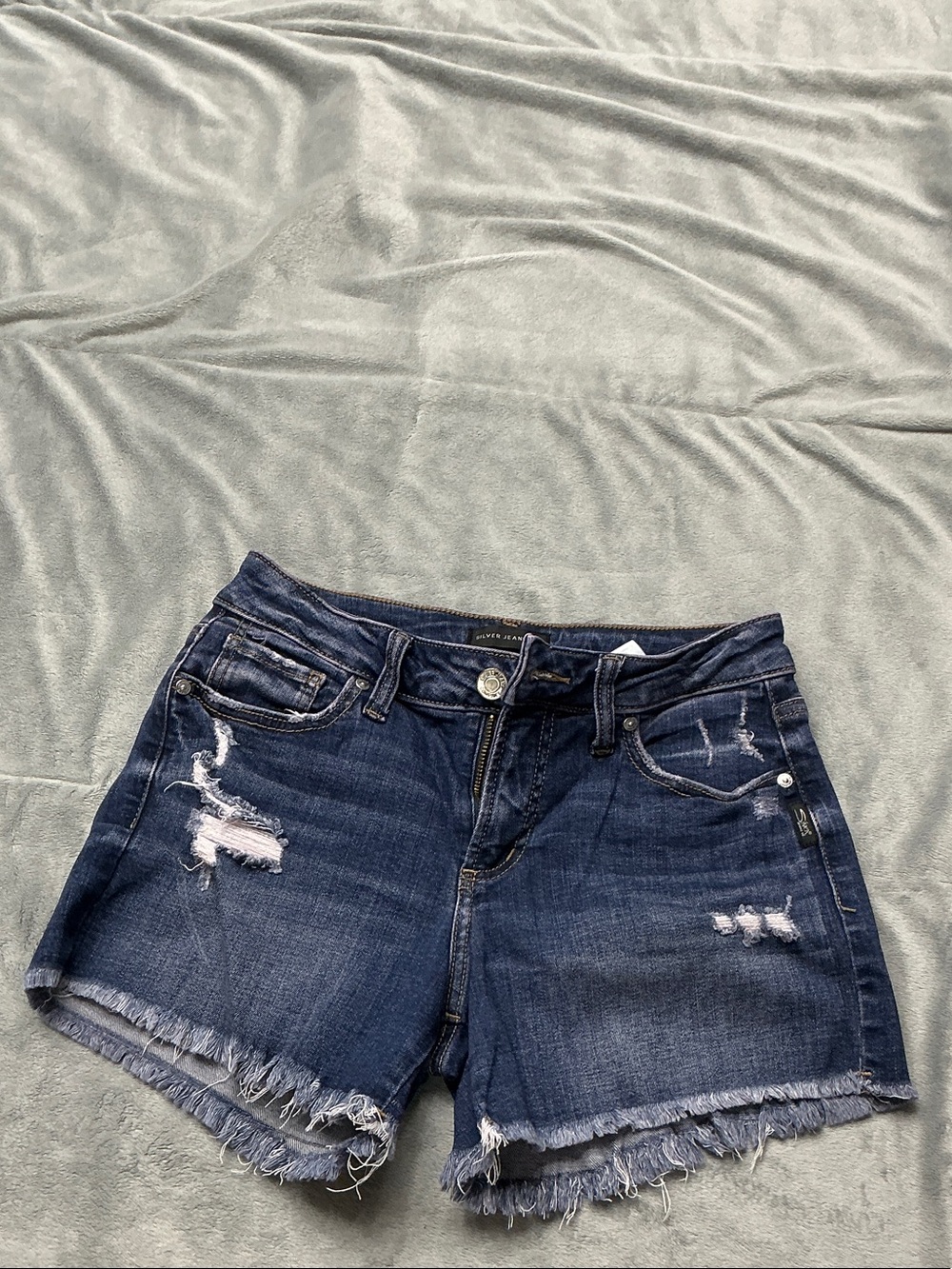 Silver Jeans Navy Distressed Denim Cutoff Shorts